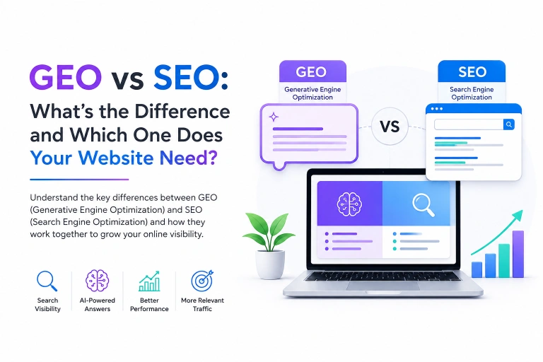 GEO vs SEO: What’s the Difference and Which One Does Your Website Need? GEO VS SEO IMAGE