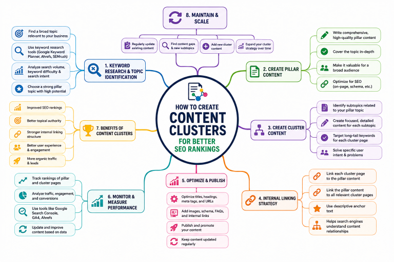 How to Create Content Clusters for Better SEO Rankings content cluster mindmap